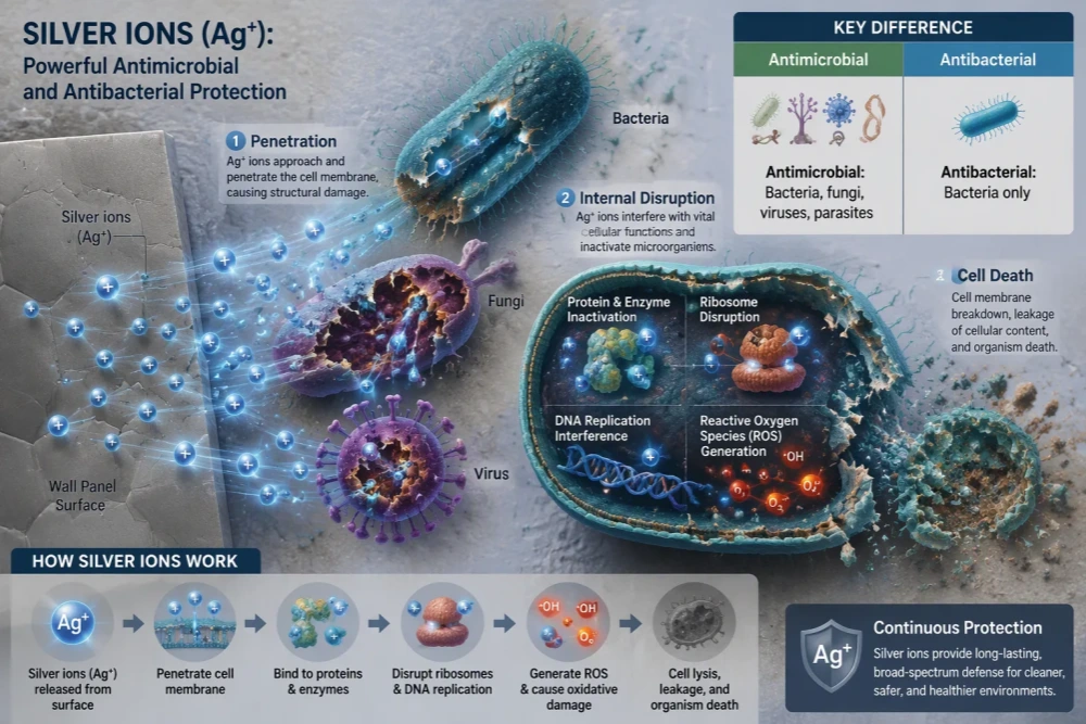 Come funzionano i pannelli murali antimicrobici: Spiegazione della tecnologia agli ioni d'argento