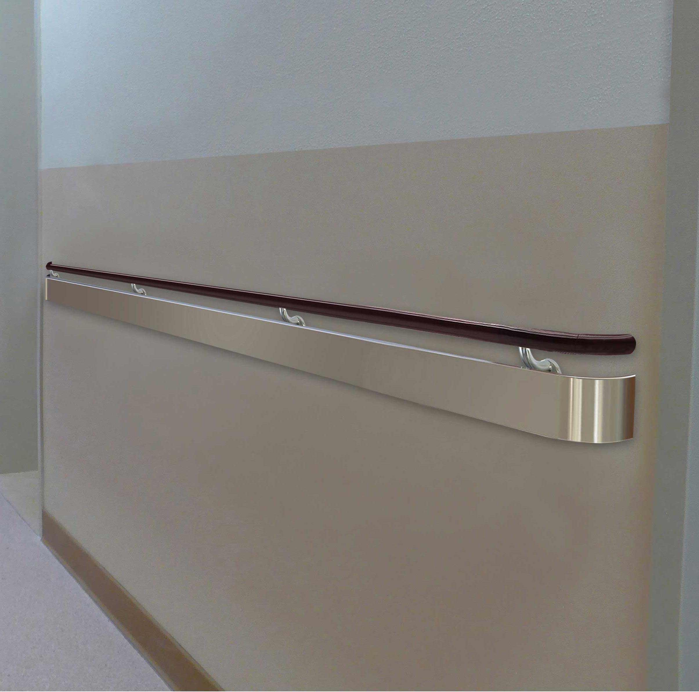 Serie altezza 175 mm Impugnatura in legno massello con corrimano di protezione a parete in acciaio inossidabile