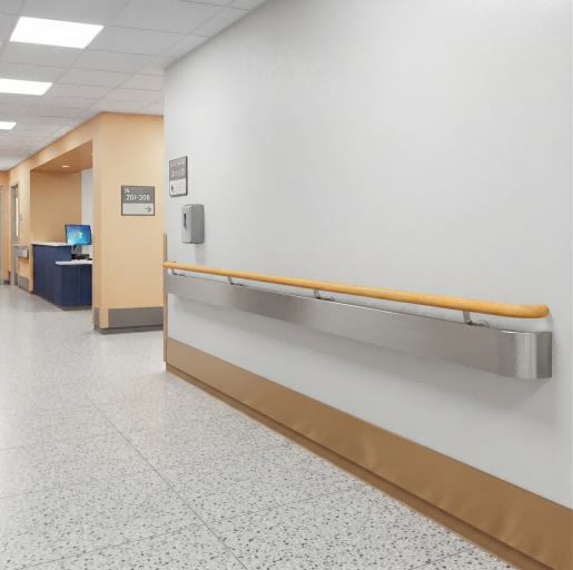 Serie altezza 175 mm Impugnatura in legno massello con corrimano di protezione a parete in acciaio inossidabile